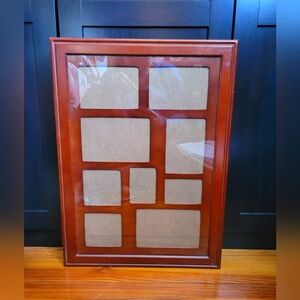Cherry Wood Collage Photo Frame Hidden Hideaway Jewelry Cabinet Organizer